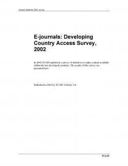 E-journals: Developing country access survey Thumbnail
