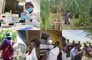 A collage of researchers from the Global South doing their work
