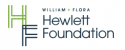 The writing William & Flora Hewlett Foundation in black on a white background next to the initials H (in green) and F (in black)