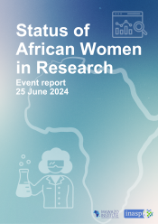 The cover photo of the event report that reads "Status of African Women in Research"